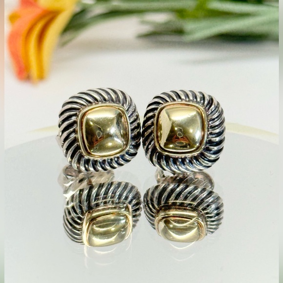 David Yurman Jewelry - David Yurman .925/14K Gold Dome Petite Albion Stud Earrings
